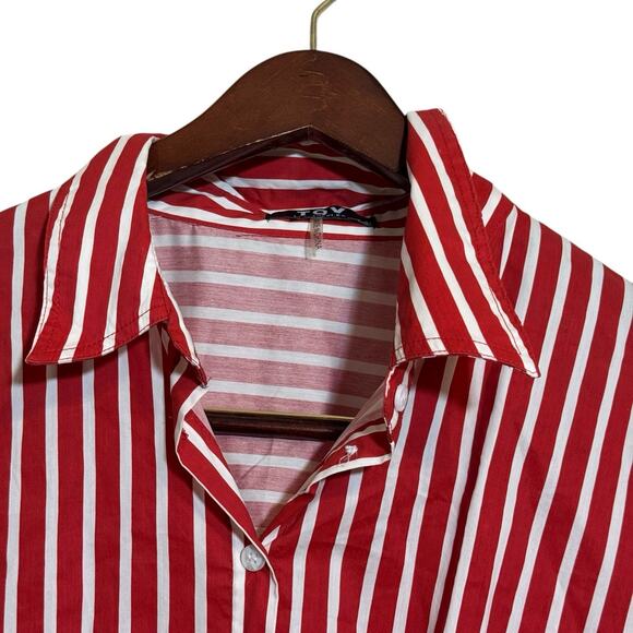 TOV Los Angeles Striped Batwing Asymmetrical High Low Hem Tunic Shirt Dress XL - Picture 4 of 9